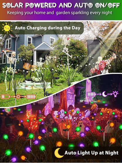 Halloween Solar Lights Outdoor, 6 Pack Firefly Lights Halloween Decorations