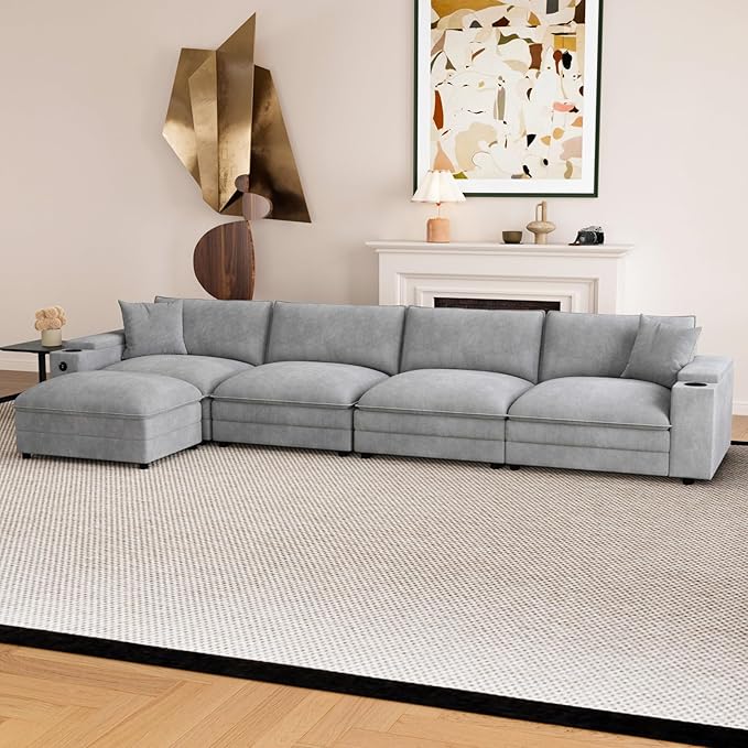 148.7" L Shaped Cloud Sofa Couch - Image 6