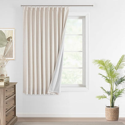 Vision Home Natural Pinch Pleated Full Blackout Curtains Linen Blended Room by VisionHome