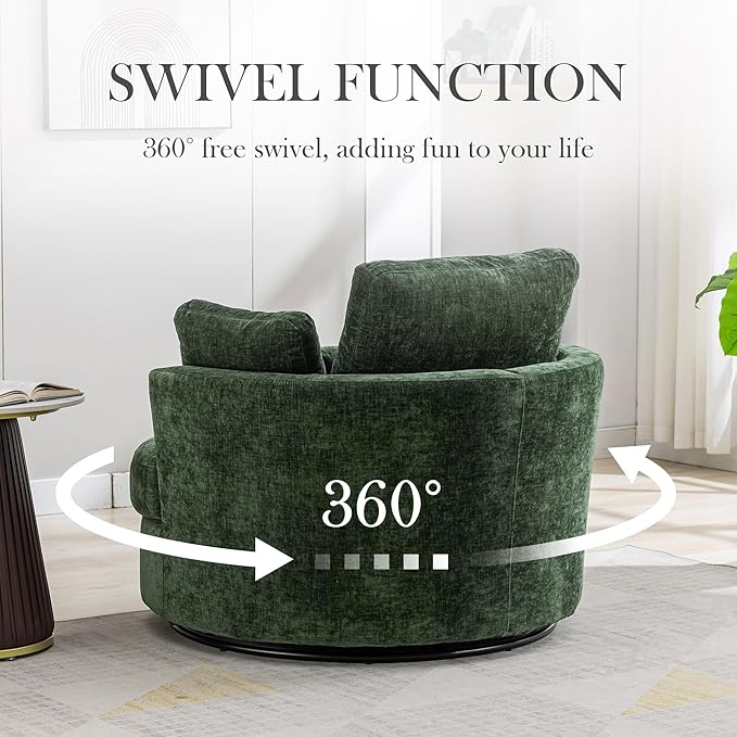 Aoiy & Wifon 42" W Oversized Swivel Accent Chair, Upholstered Round Barrel Chair - Image 3