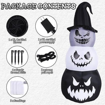 7.6ft Halloween Inflatables Pumpkin Ghost Tower Outdoor Decoration