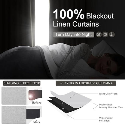 Light Grey Blackout Curtains 96 Inch Length 2 Panels Set - Image 2