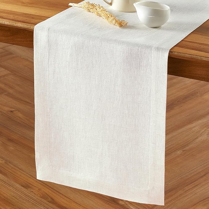 Solino Home 100% Pure Linen Light Flax Table Runner 36 Inches - Image 2