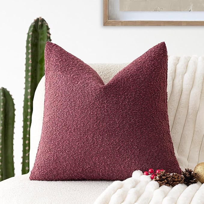 Foindtower Decorative Textured Boucle Throw Pillow Covers Accent Solid Pillow by Foindtower