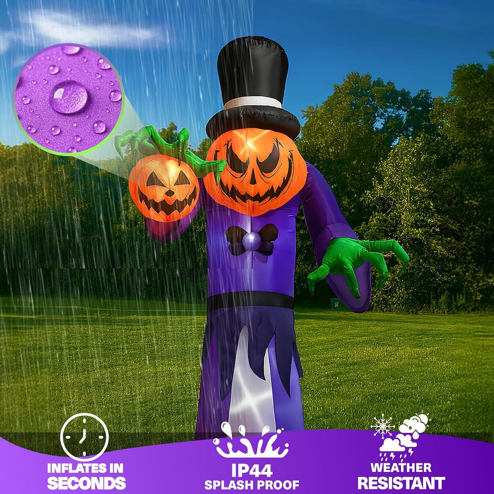 11FT Giant Halloween Inflatable Pumpkin Grim Reaper with LEDs