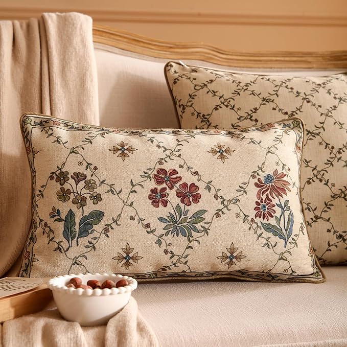 patdrea Designer Throw Pillow Covers Set of 2, Rectangle Vintage Light Brown - Image 2