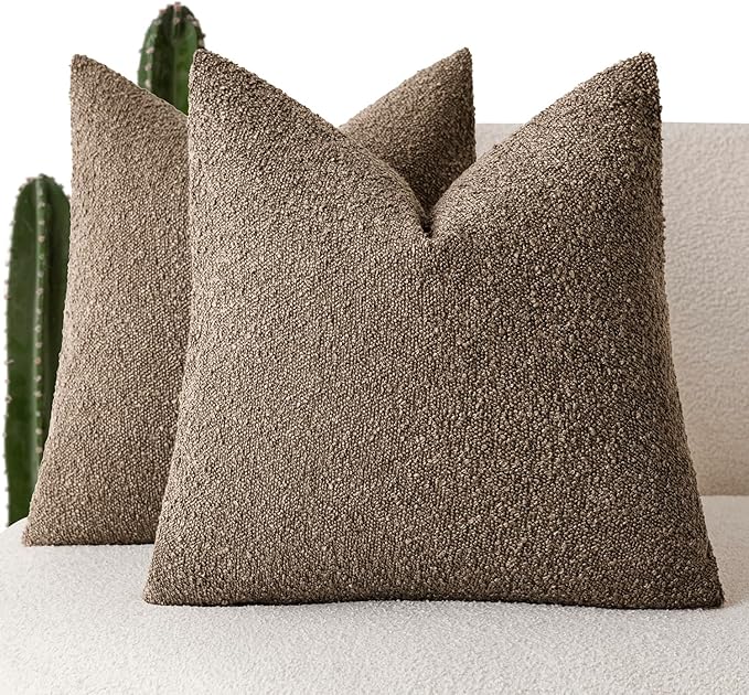 Foindtower Set of 2, Decorative Textured Boucle Throw Pillow Covers Accent by Foindtower