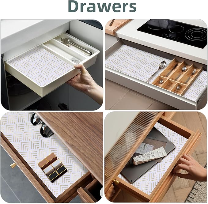 Shelf Liner for Kitchen Cabinets Non Adhesive Drawer Liner Gold Arrow Non-Slip - Image 7
