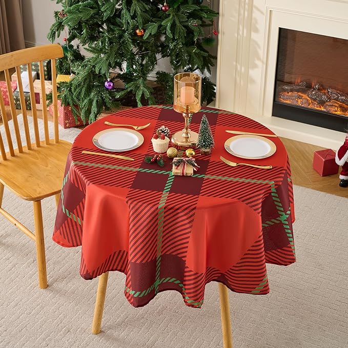 Christmas Tablecloth Round 60 Inch 1 Pack Waterproof, Machine Washable - Image 9
