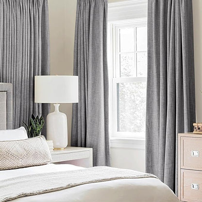 MIULEE Linen Texture Curtains for Bedroom Solid 100% Blackout Thermal Insulated - Image 2