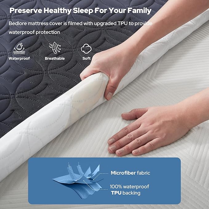 BEDLORE Waterproof Mattress Protector, Twin Size Mattress Pad - Image 2