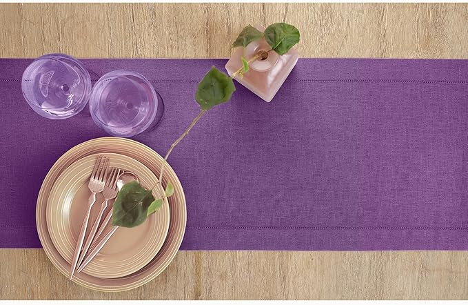 Solino Home Linen Purple Table Runner 72 Inches Long - Image 3