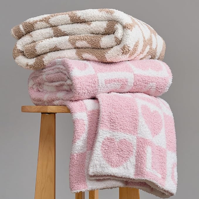 Joiedomi Throw Blanket for Couch Bed Sofa, Knitted Beige Blankets Gifts for - Image 9