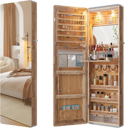 hnebc over the door jewelry organizer with led, main product view