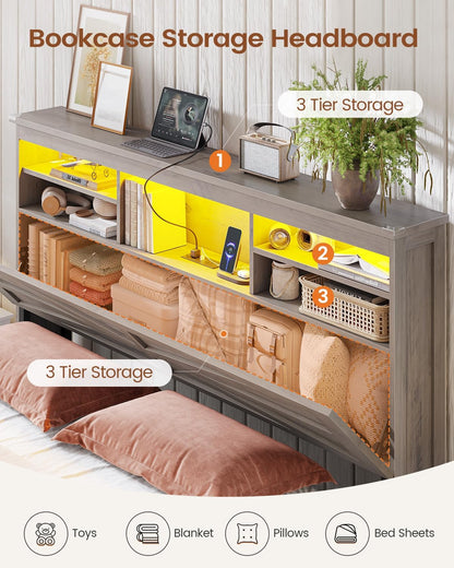 aogllati farmhouse full size bed frame with lift showing dimensions