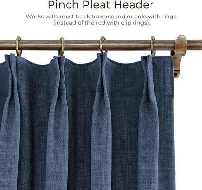 TWOPAGES 72 W x 96 L inch Pinch Pleat Darkening Drape Faux Linen Curtain - Image 3