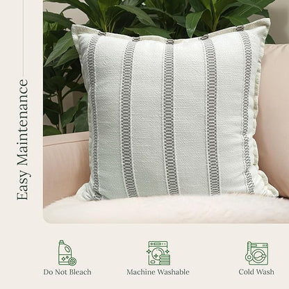 SanVia Grey Hearth Premium Cotton Throw Pillow Covers, 20 x 20 Inches, - Image 6