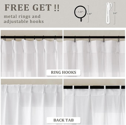 Ivory White Pinch Pleated 90 Inch Curtains - Image 4