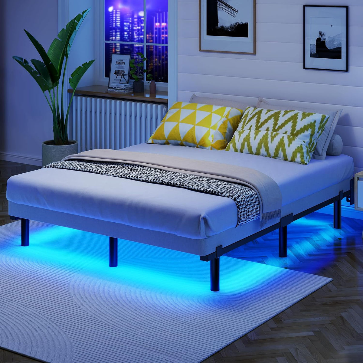full bed frame with led lights, 7 inch, main product view