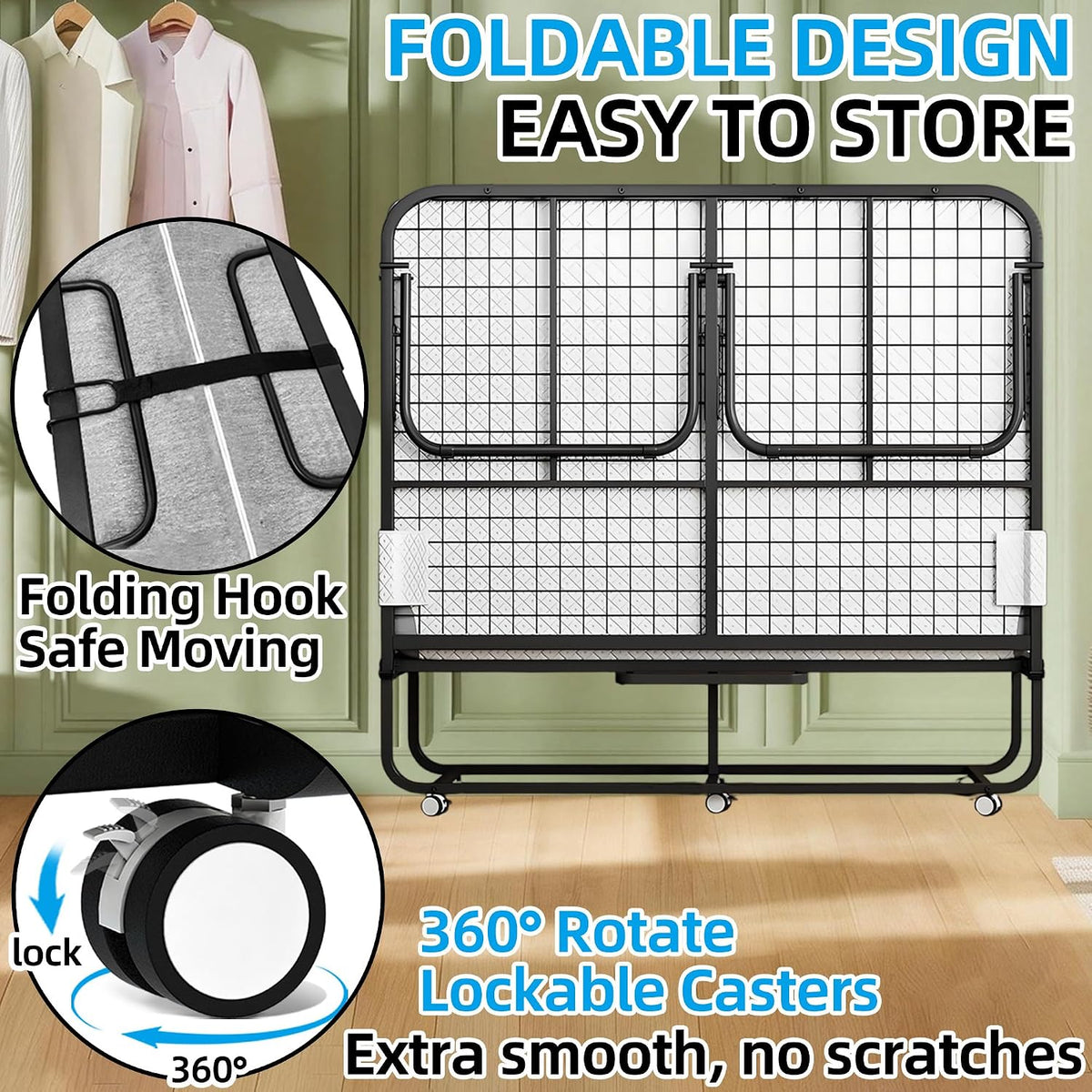 full size folding bed with mattress for adults, package contents
