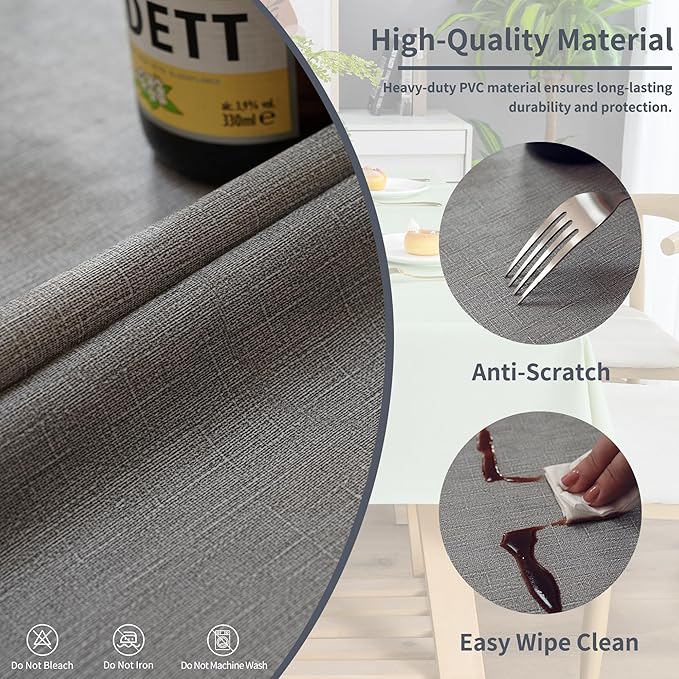 Rectangle Table Cloth, 100% Waterproof Tablecloth Oil Proof Spill Proof Vinyl - Image 3