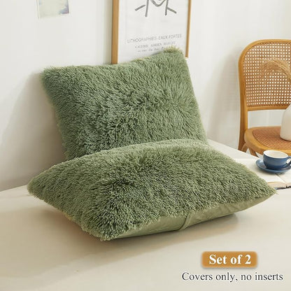 XeGe Faux Fur Fluffy Throw Pillowcases, Plush Shaggy Soft Furry Pillow Covers - Image 2
