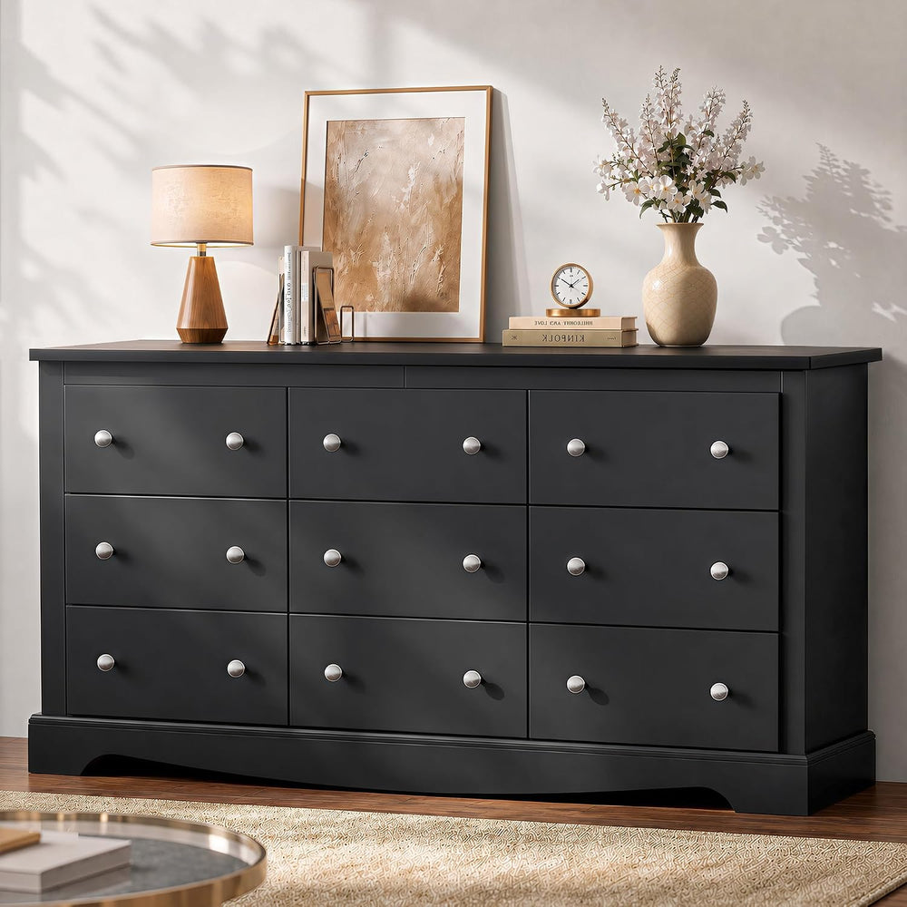 WLIVE 63" Dresser for Bedroom, Modern 9 Drawer Dresser with Exclusive An...