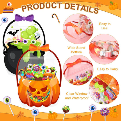 Fuutreo 50 Pcs Halloween Treat Bags with Handle, 50 Pcs, Bubble Gourd