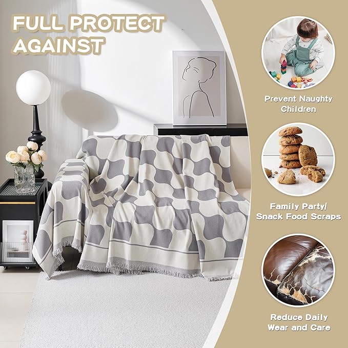 MEETSKY Couch Cover for Dogs Grey Couch Covers for 3 Cushion Couch Sofa Simple - Image 5
