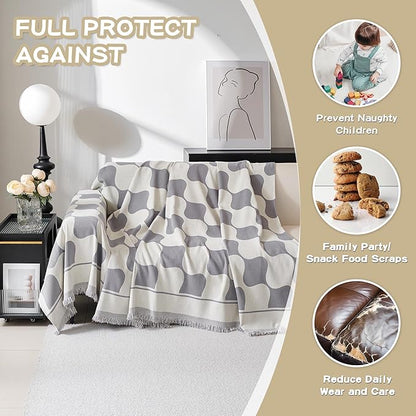 MEETSKY Couch Cover for Dogs Grey Couch Covers for 3 Cushion Couch Sofa Simple - Image 5