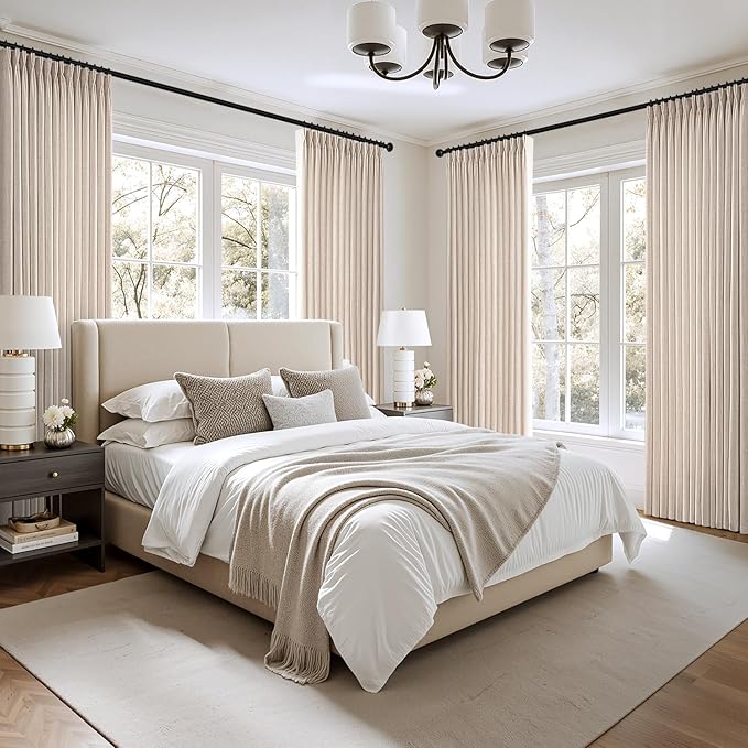 MIULEE Pinch Pleated Thick Linen Curtains 84 Inch Long 4 Panels Set Back Tab - Image 7