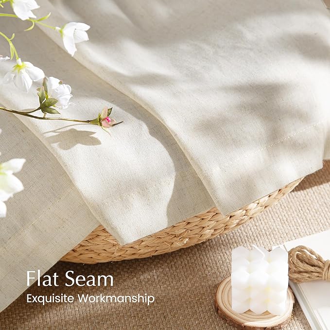 NICETOWN Linen Flax Semi Sheer Curtains 92" Length, Grommet Window Treatments - Image 6