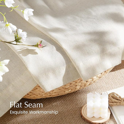 NICETOWN Linen Flax Semi Sheer Curtains 92" Length, Grommet Window Treatments - Image 6