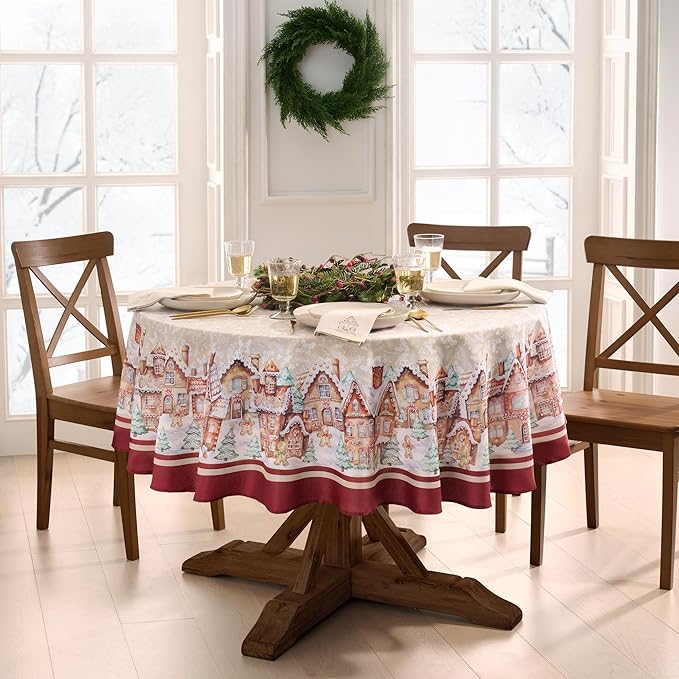 Elrene Home Fashions Gingerbread Village Bliss Christmas/Holiday Bordered by ElreneHomeFashions