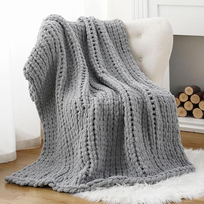 Battilo Chunky Knit Throw Blanket, Soft and Thick Chenille Throw Blanket - Image 2