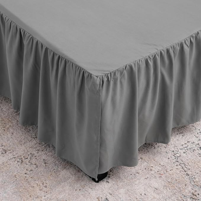 Grey Bed Skirt Full Size Ruffled Bed Skirt - Image 2