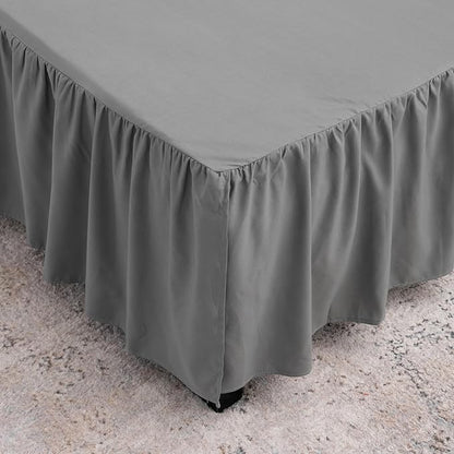 Grey Bed Skirt Full Size Ruffled Bed Skirt - Image 2