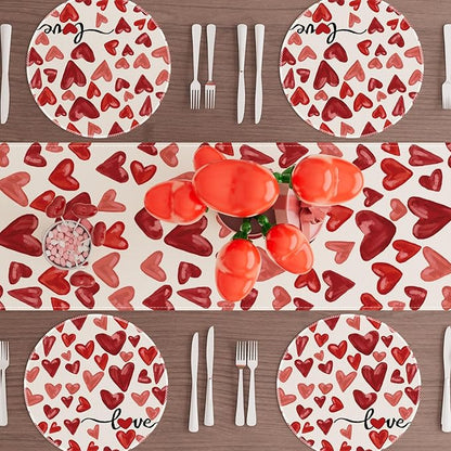 XCHI Watercolor Red Love Hearts Valentine’s Day Round Placemats Set of 4 Table - Image 2