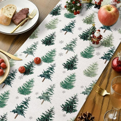 OTOSTAR Snowflake Christmas Tree Black Merry Christmas Table Runner, Xmas - Image 3