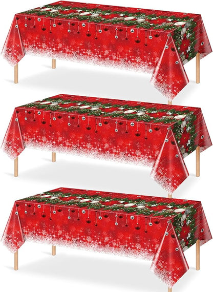 Jectivs 3Pieces Merry Christmas Tablecloth Plastic Christmas Tree Ball Table by JectivsPartyDecorations
