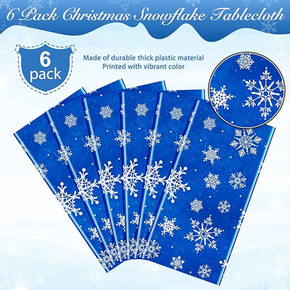 Jectivs 6 Pieces Christmas Snowflake Plastic Party Tablecloth Decorations - Image 4