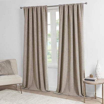 CUCRAF Natural Linen 100% Blackout Curtains 96 Inch Length 2 Panels Set - Image 8