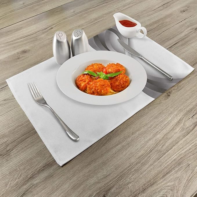Ambesonne Grey Place Mats Set of 4, Wavy Vertical Curved Stripes - Image 2
