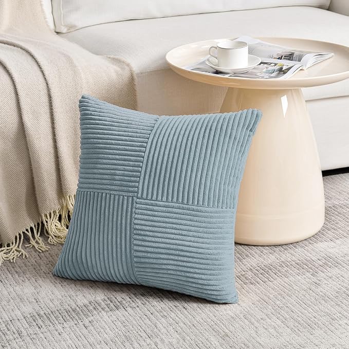 Fancy Homi Set of 2 Light Blue Big Decorative Throw Pillow Covers 24x24 Inch - Image 2