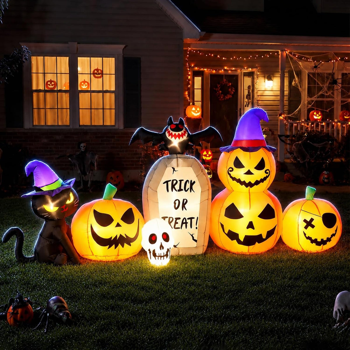 8FT Halloween Inflatable Pumpkin Outdoor Decor with LED Lights