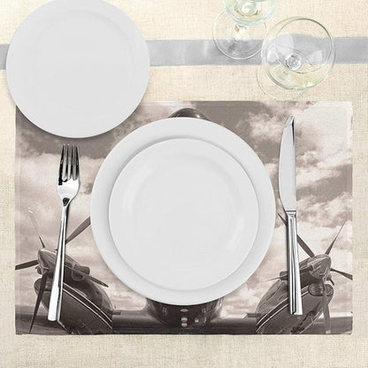 Ambesonne Vintage Airplane Place Mats Set of 4, Turboprop Airplane Nose Close - Image 3
