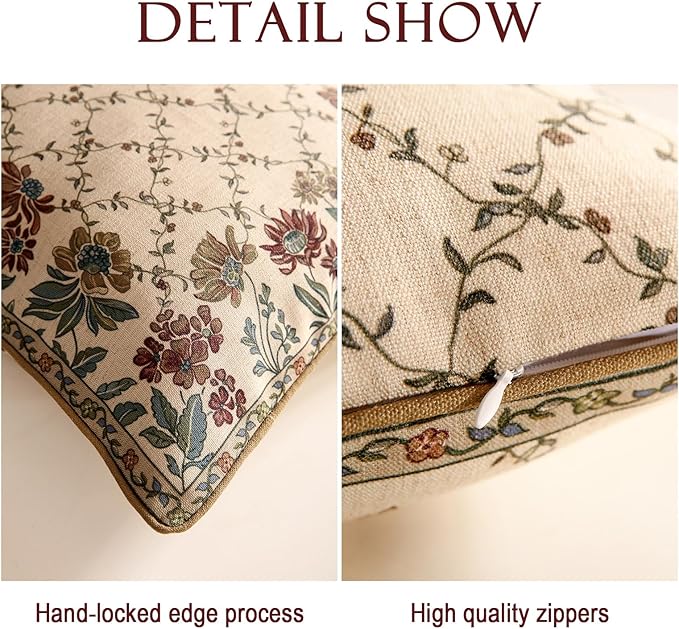 patdrea Designer Throw Pillow Covers, Square Euro Retro Style Light Brown Linen - Image 5