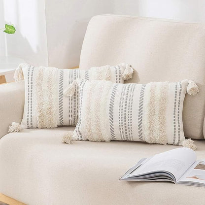 decorUhome Decorative Boho Throw Pillow Covers 12x20 Set of 2, Lumbar Accent by decorUhome