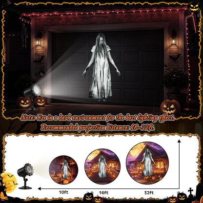 Halloween Decoration Outdoor 3D White Ghost Projector Light