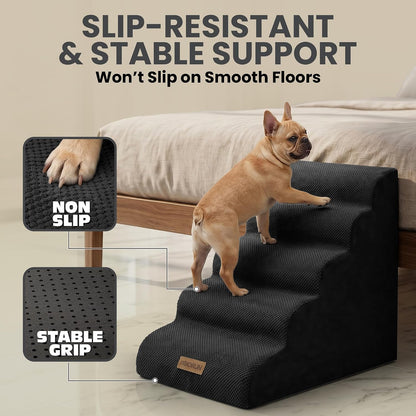 miorun dog stairs for high beds, 24.5" foam, side view